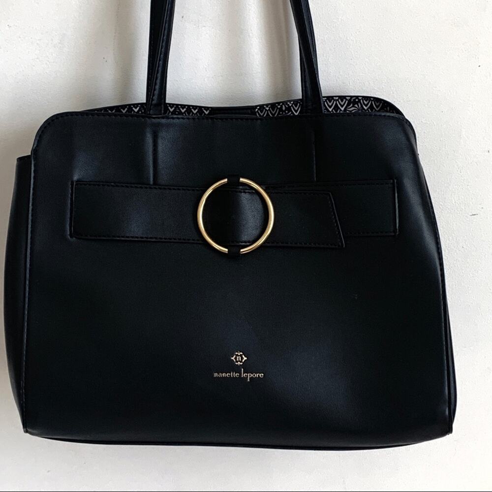 Nanette Lepore Purse Handbag McKenna Black Shouter Tote Handbag Bag - Picture 13 of 13